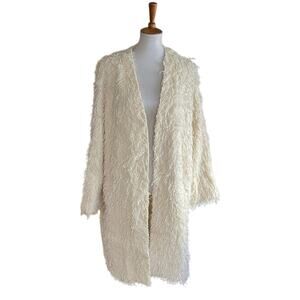 Helmut Lang Wool-Blend Fringe Coat, Size XS